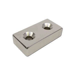 50mm x 25mm x 12mm Countersunk Neodymium Block
